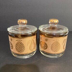 Culver Glass 22kt Gold Gilt Condiment Or Olive Onion Barware Set of 2